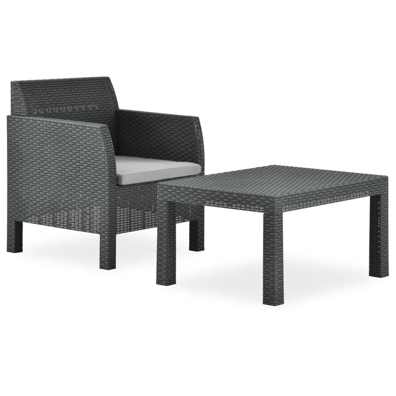 2 Piece Patio Lounge Set with Cushion PP Anthracite