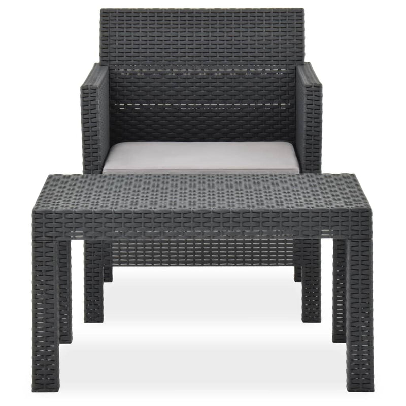 2 Piece Patio Lounge Set with Cushion PP Anthracite