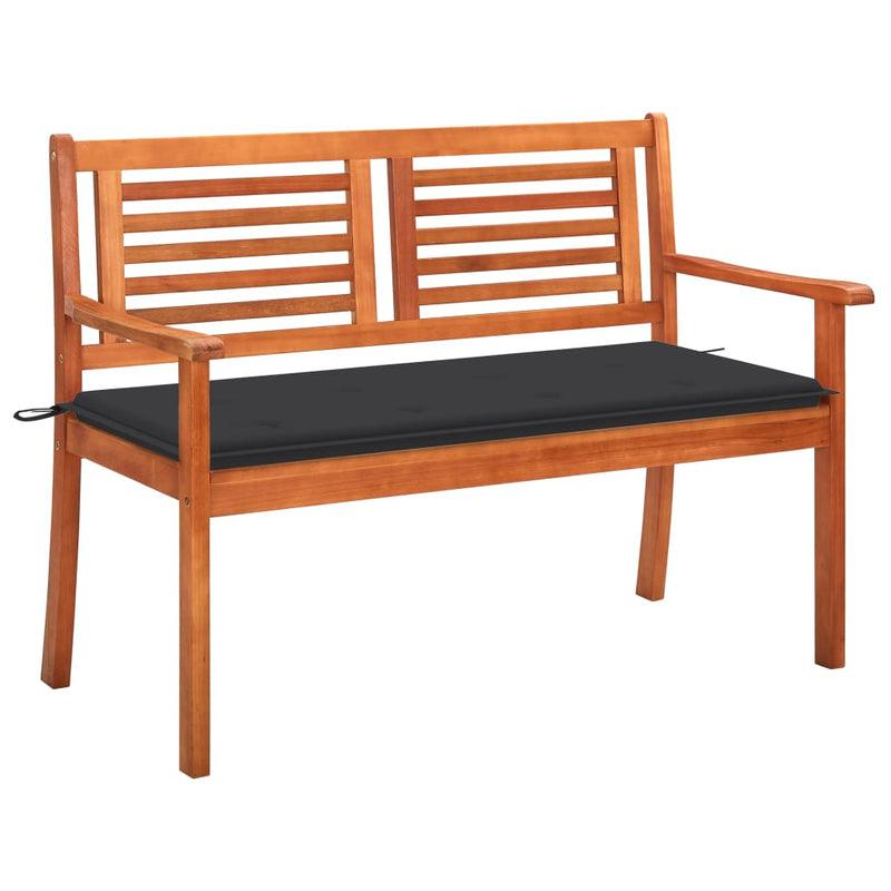 2-Seater Patio Bench with Cushion 47.2" Solid Eucalyptus Wood