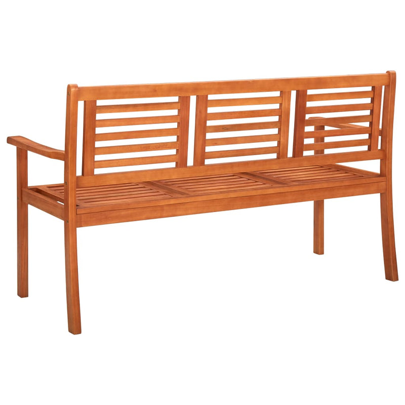 3-Seater Patio Bench with Cushion 59.1" Solid Eucalyptus Wood