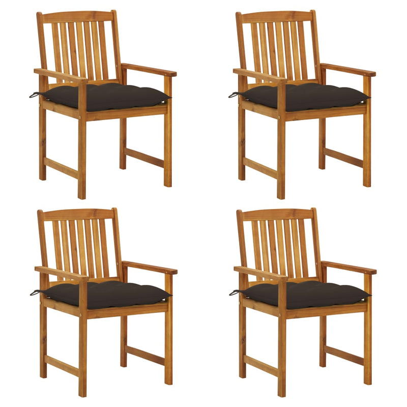 Director's Chairs with Cushions 4 pcs Solid Acacia Wood