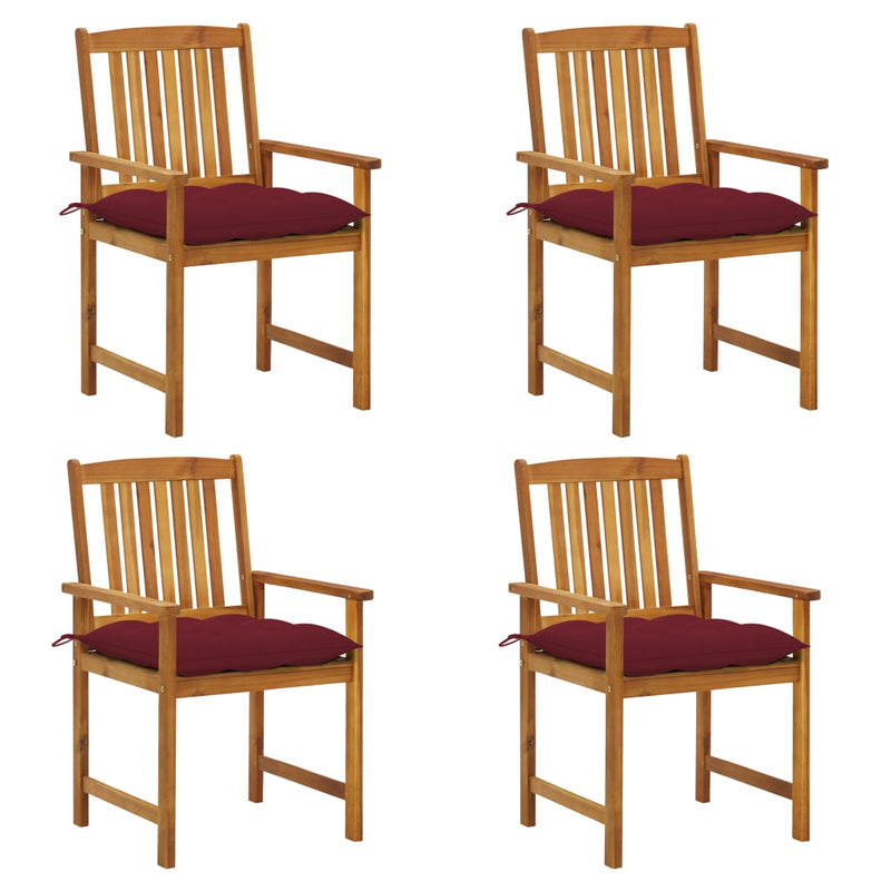 Director's Chairs with Cushions 4 pcs Solid Acacia Wood