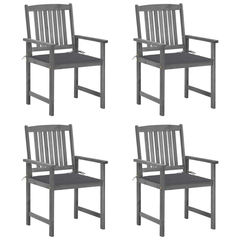 Director's Chairs with Cushions 4 pcs Gray Solid Acacia Wood