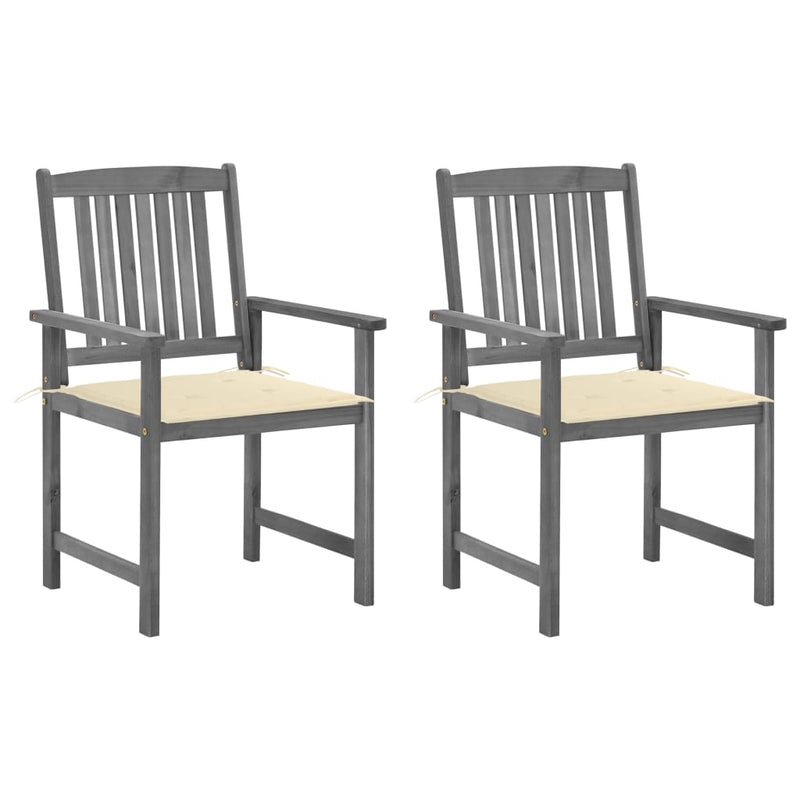 Director's Chairs with Cushions 2 pcs Gray Solid Acacia Wood