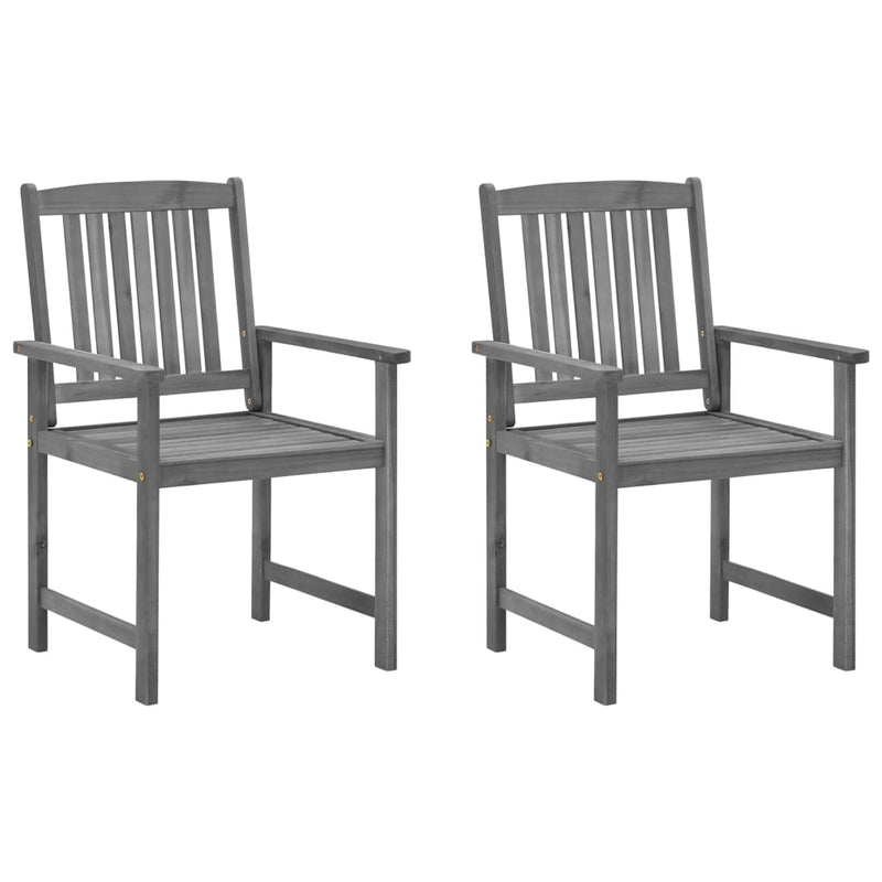 Director's Chairs with Cushions 2 pcs Gray Solid Acacia Wood