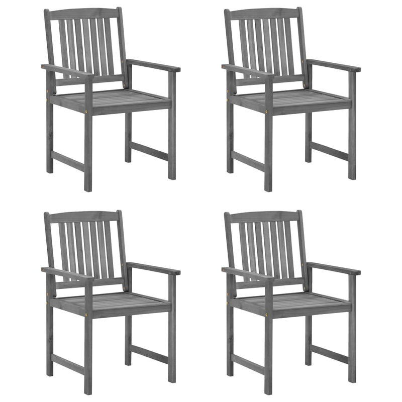 Director's Chairs with Cushions 4 pcs Gray Solid Acacia Wood