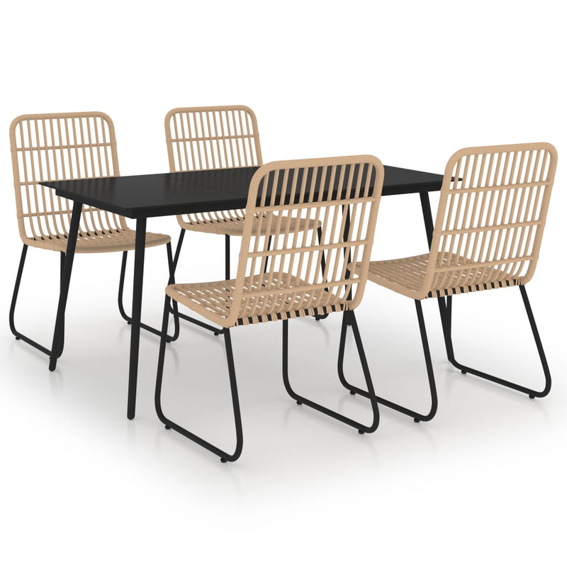 5 Piece Patio Dining Set Poly Rattan and Glass