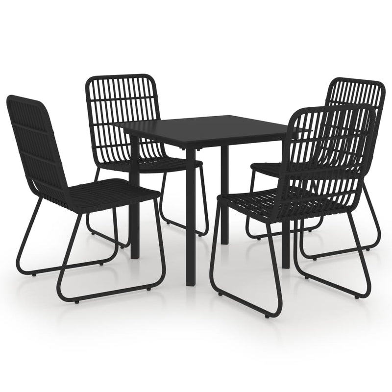 5 Piece Patio Dining Set Poly Rattan and Glass