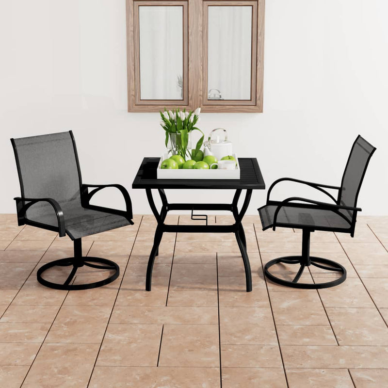 3 Piece Patio Dining Set Textilene and Steel