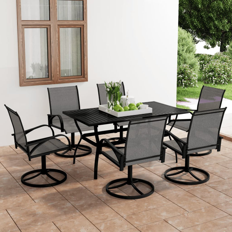 7 Piece Patio Dining Set Textilene and Steel