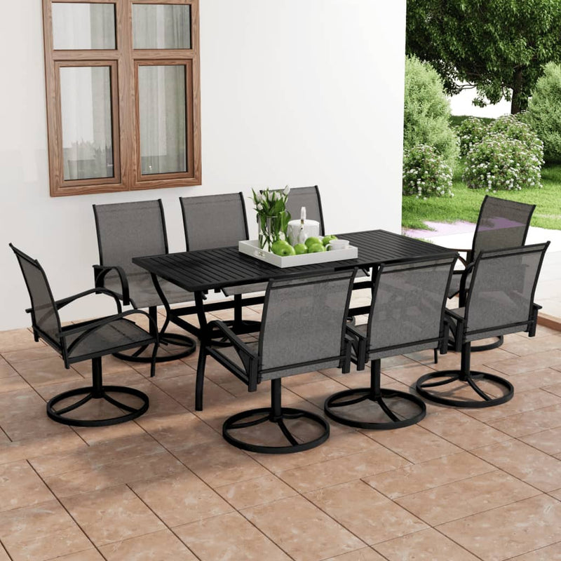 9 Piece Patio Dining Set Textilene and Steel