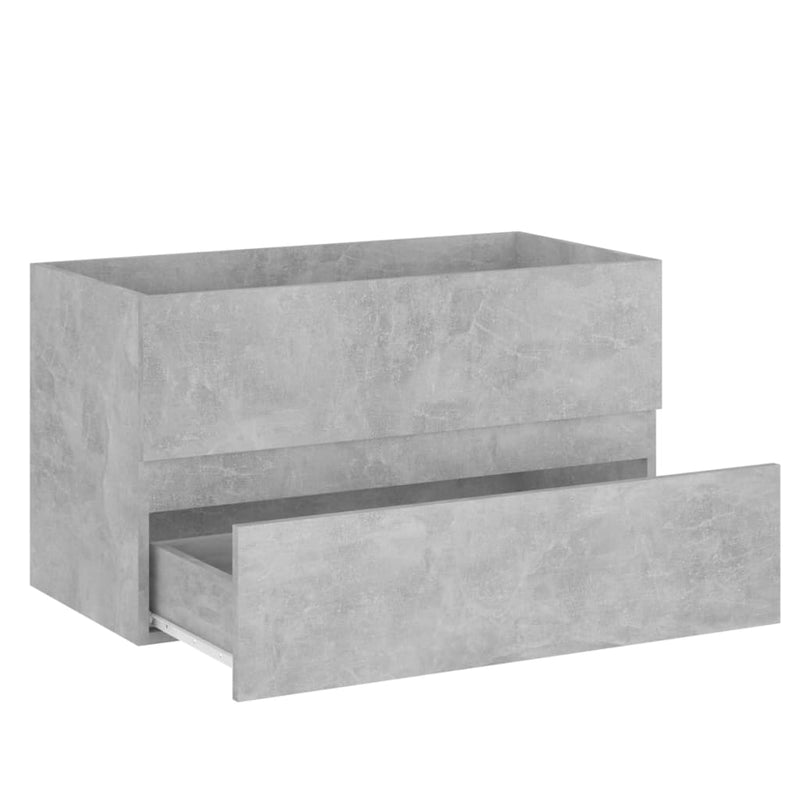 2 Piece Bathroom Furniture Set Concrete Gray Chipboard