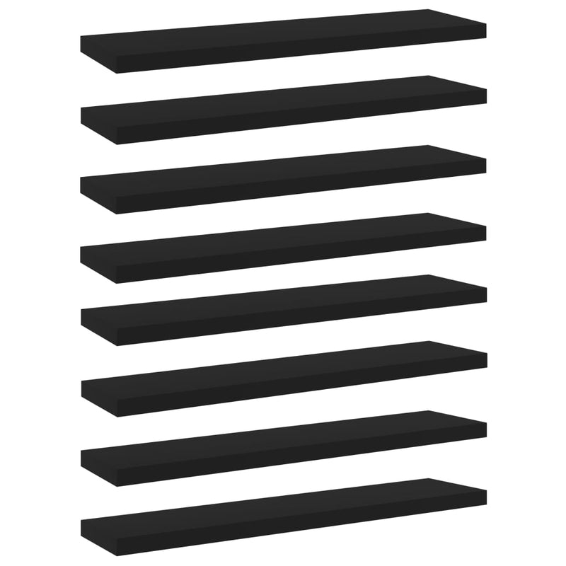 Bookshelf Boards 8 pcs Black 15.7"x3.9"x0.6" Chipboard
