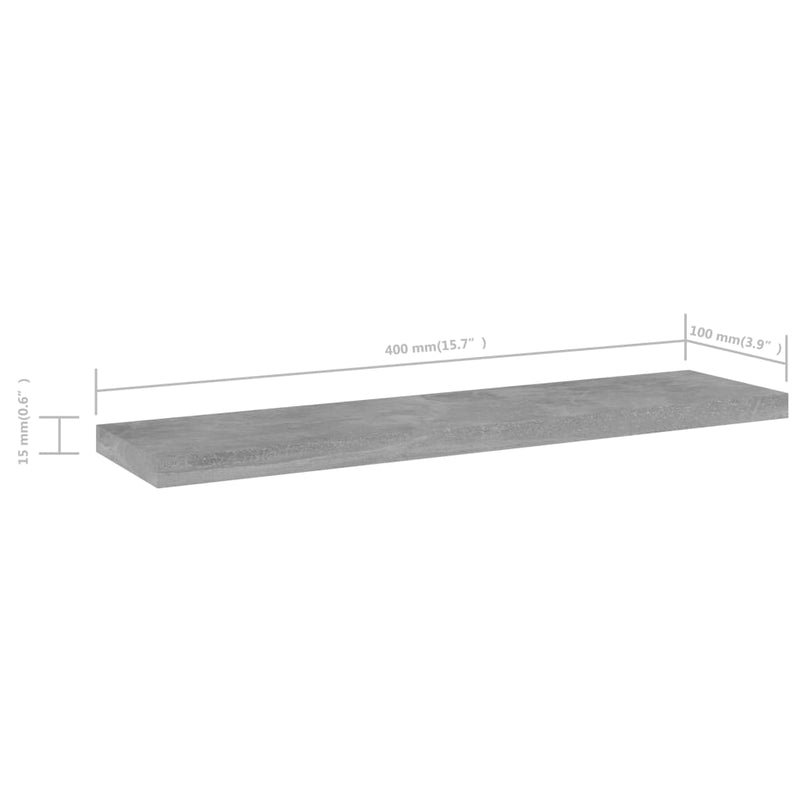 Bookshelf Boards 8 pcs Concrete Gray 15.7"x3.9"x0.6" Chipboard