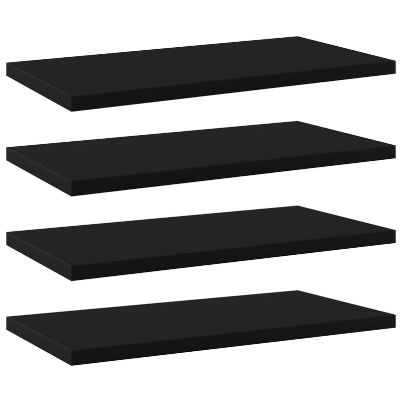 Bookshelf Boards 4 pcs Black 15.7"x7.9"x0.6" Chipboard