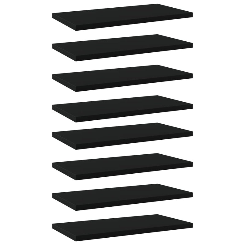 Bookshelf Boards 8 pcs Black 15.7"x7.9"x0.6" Chipboard