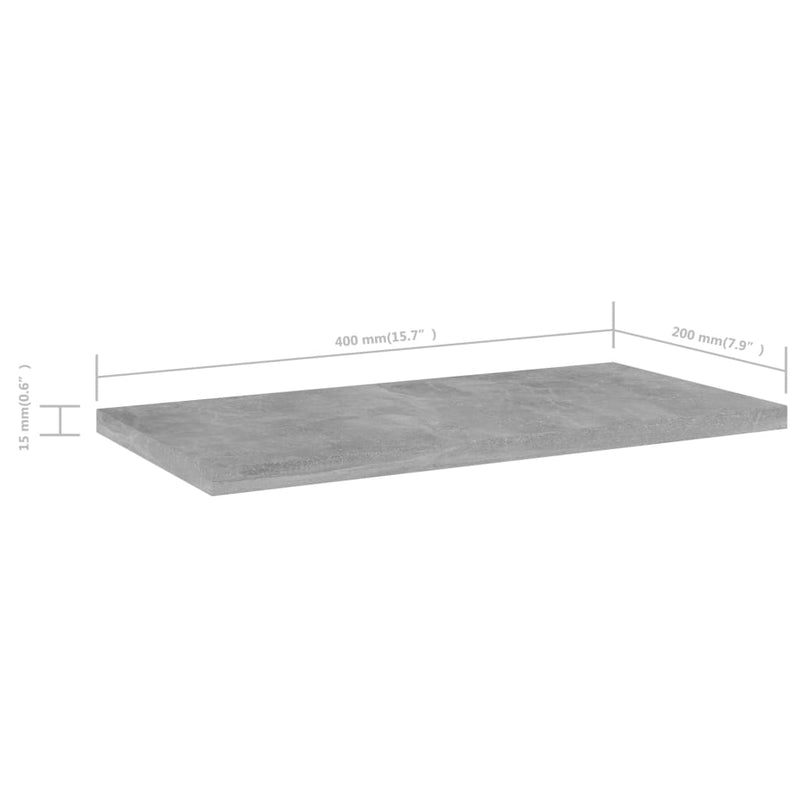 Bookshelf Boards 8 pcs Concrete Gray 15.7"x7.9"x0.6" Chipboard