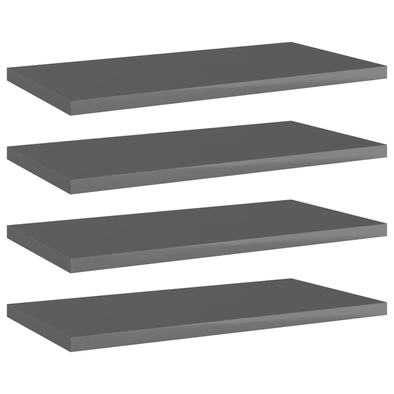 Bookshelf Boards 4 pcs High Gloss Gray 15.7"x7.9"x0.6" Chipboard