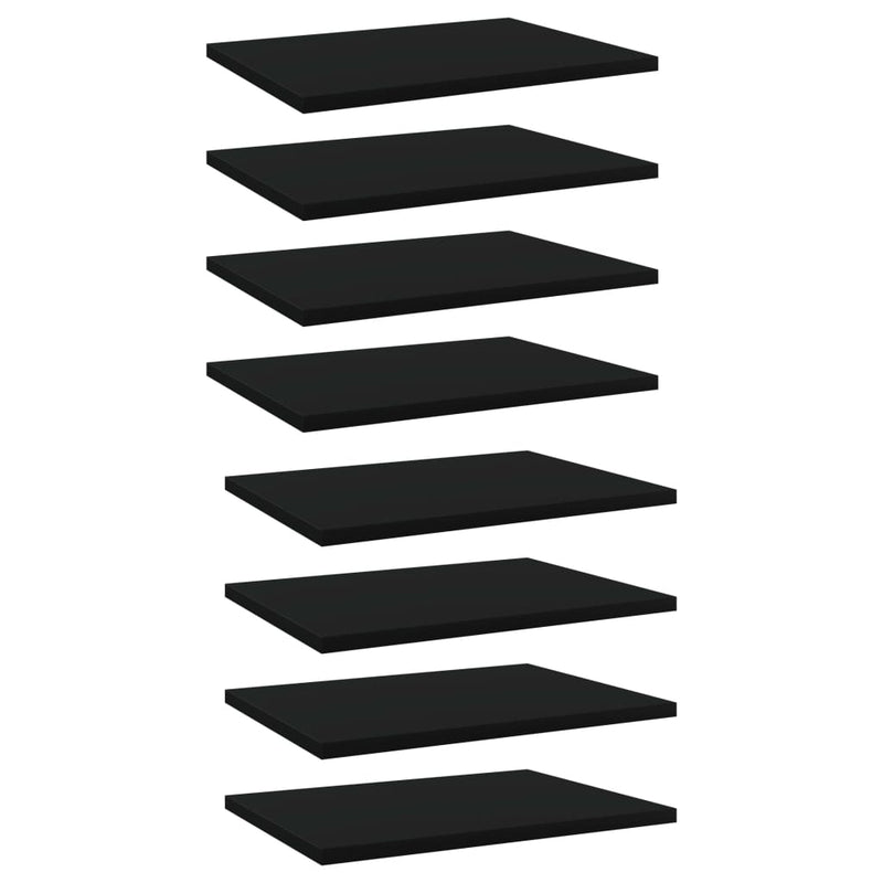 Bookshelf Boards 8 pcs Black 15.7"x11.8"x0.6" Chipboard
