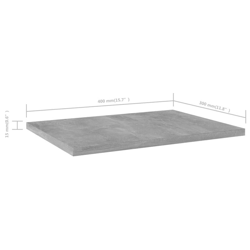 Bookshelf Boards 8 pcs Concrete Gray 15.7"x11.8"x0.6" Chipboard