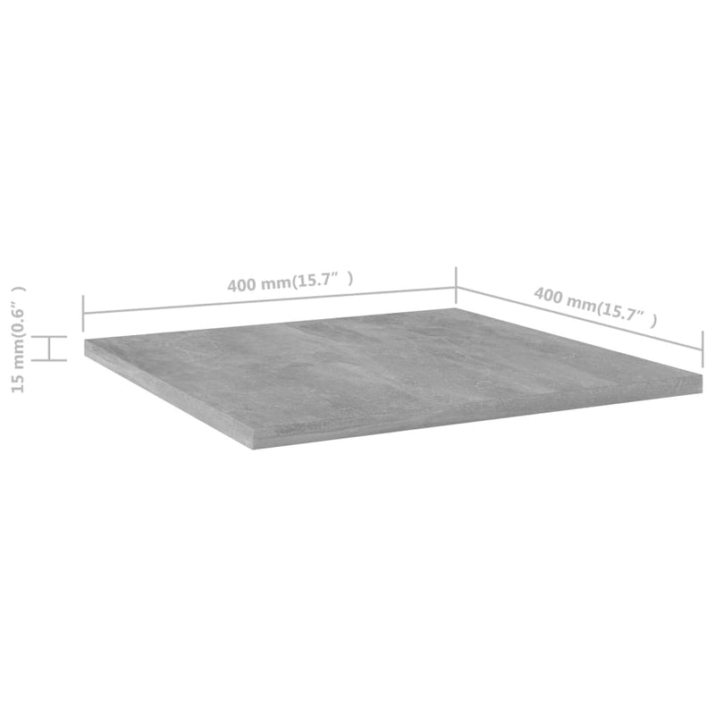 Bookshelf Boards 4 pcs Concrete Gray 15.7"x15.7"x0.6" Chipboard
