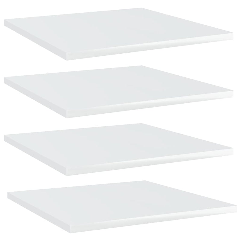 Bookshelf Boards 4 pcs High Gloss White 15.7"x15.7"x0.6" Chipboard