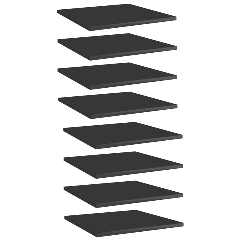 Bookshelf Boards 8 pcs High Gloss Black 15.7"x15.7"x0.6" Chipboard