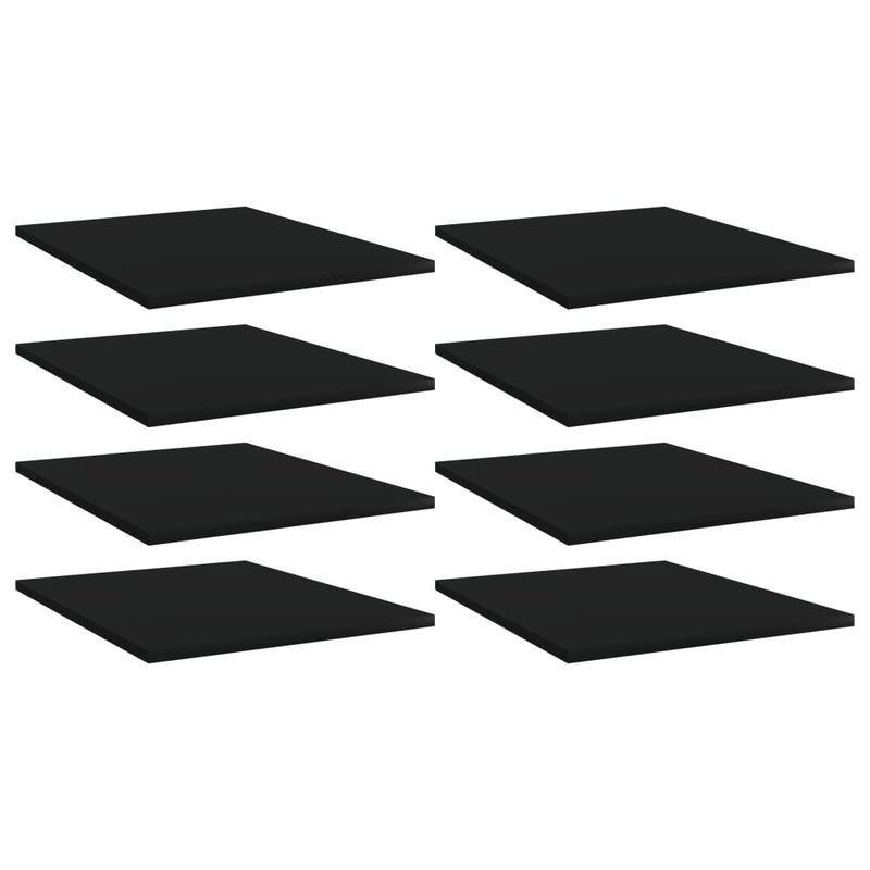 Bookshelf Boards 8 pcs Black 15.7"x19.7"x0.6" Chipboard