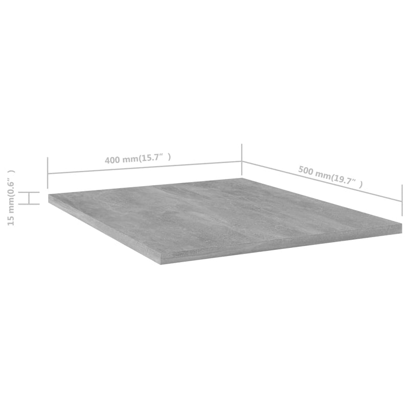 Bookshelf Boards 4 pcs Concrete Gray 15.7"x19.7"x0.6" Chipboard