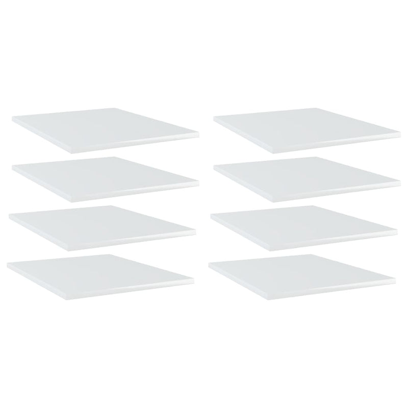 Bookshelf Boards 8 pcs High Gloss White 15.7"x19.7"x0.6" Chipboard