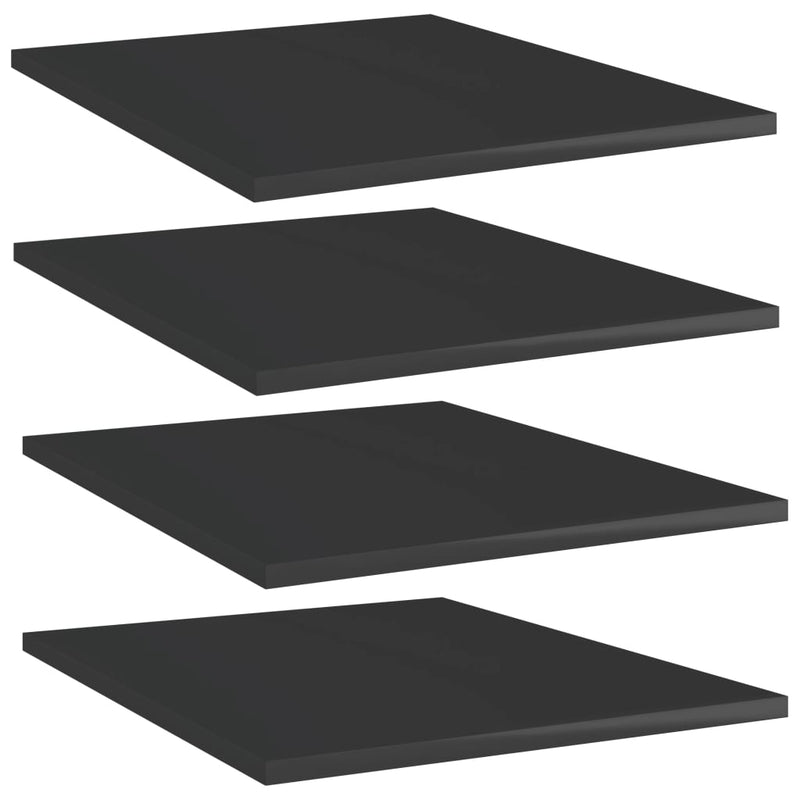 Bookshelf Boards 4 pcs High Gloss Black 15.7"x19.7"x0.6" Chipboard