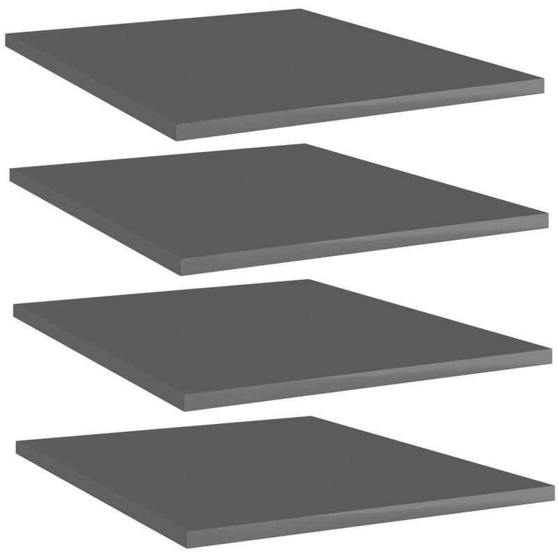 Bookshelf Boards 4 pcs High Gloss Gray 15.7"x19.7"x0.6" Chipboard