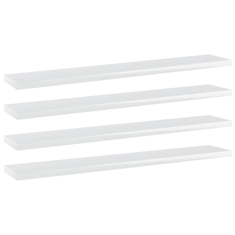 Bookshelf Boards 4 pcs High Gloss White 23.6"x3.9"x0.6" Chipboard