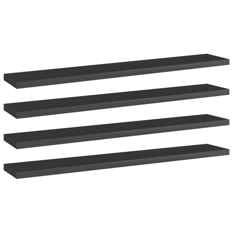 Bookshelf Boards 4 pcs High Gloss Black 23.6"x3.9"x0.6" Chipboard