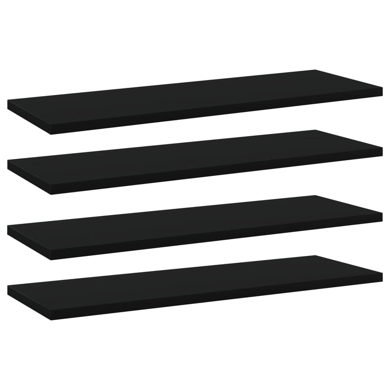 Bookshelf Boards 4 pcs Black 23.6"x7.9"x0.6" Chipboard