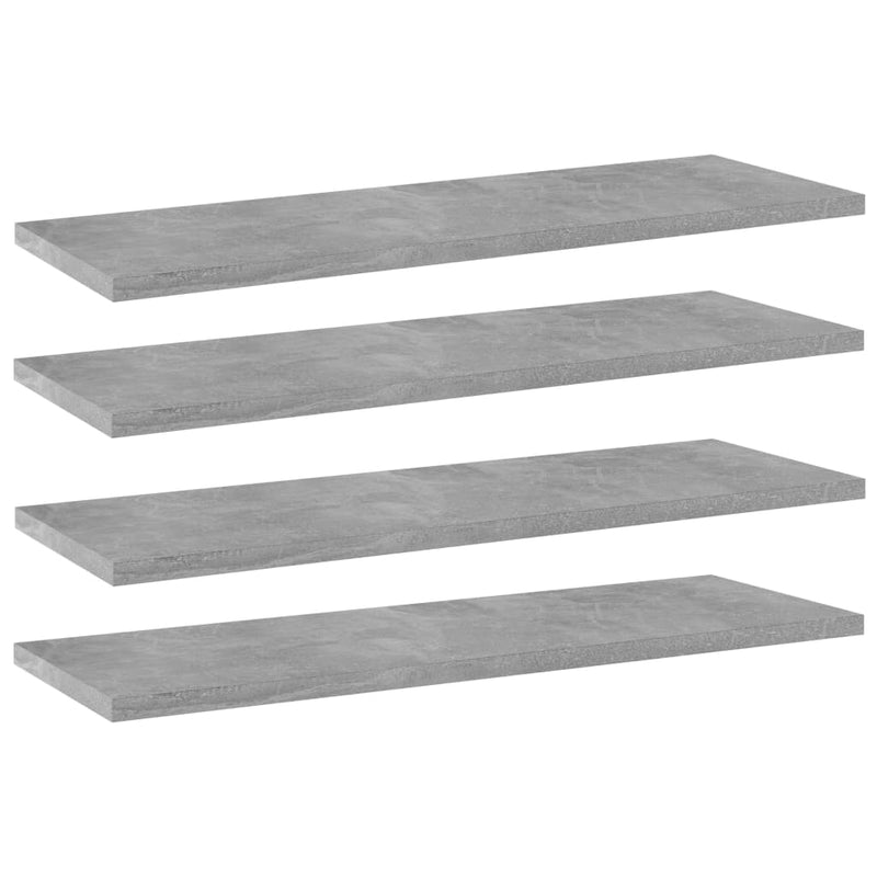 Bookshelf Boards 4 pcs Concrete Gray 23.6"x7.9"x0.6" Chipboard