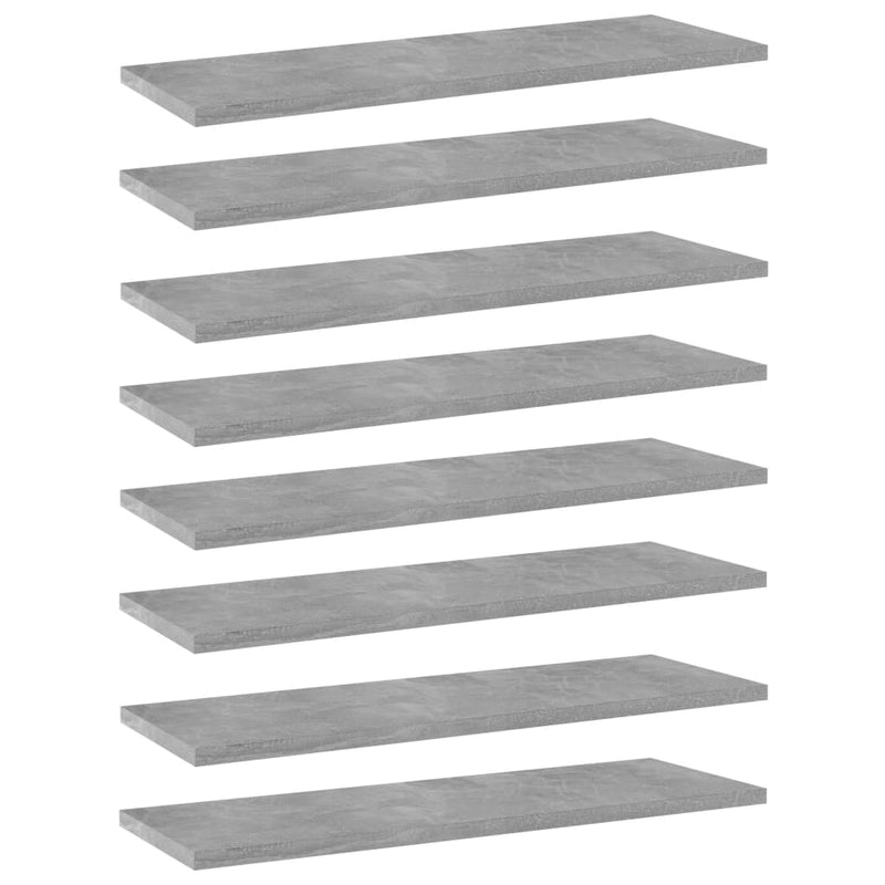 Bookshelf Boards 8 pcs Concrete Gray 23.6"x7.9"x0.6" Chipboard