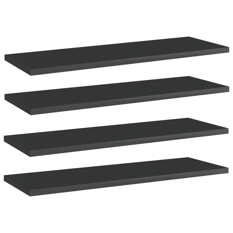 Bookshelf Boards 4 pcs High Gloss Black 23.6"x7.9"x0.6" Chipboard