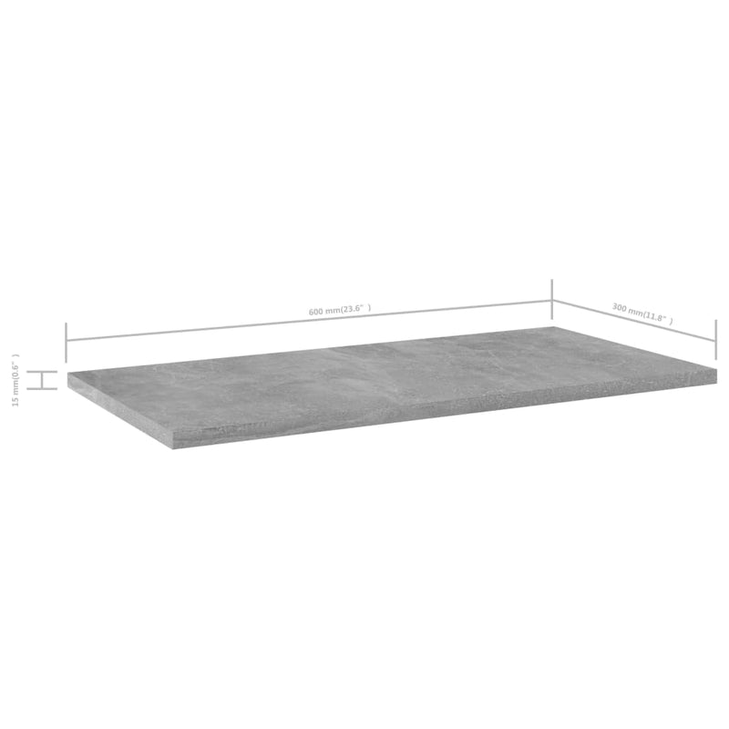 Bookshelf Boards 8 pcs Concrete Gray 23.6"x11.8"x0.6" Chipboard