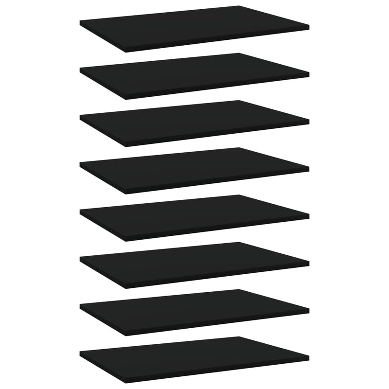 Bookshelf Boards 8 pcs Black 23.6"x15.7"x0.6" Chipboard