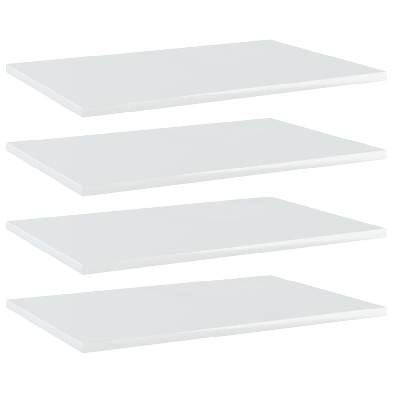 Bookshelf Boards 4 pcs High Gloss White 23.6"x15.7"x0.6" Chipboard