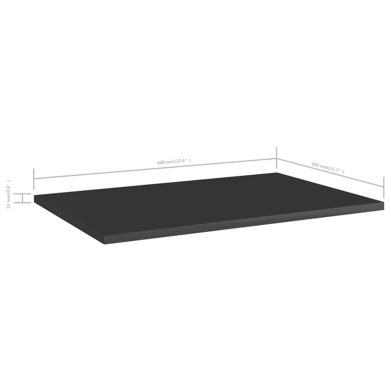 Bookshelf Boards 8 pcs High Gloss Black 23.6"x15.7"x0.6" Chipboard
