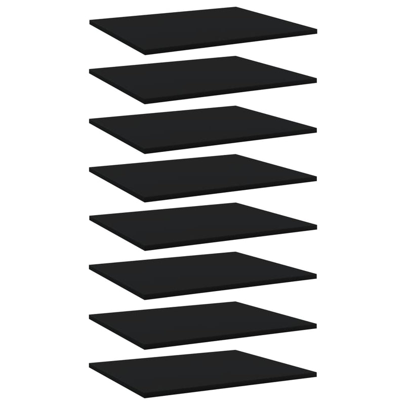 Bookshelf Boards 8 pcs Black 23.6"x19.7"x0.6" Chipboard