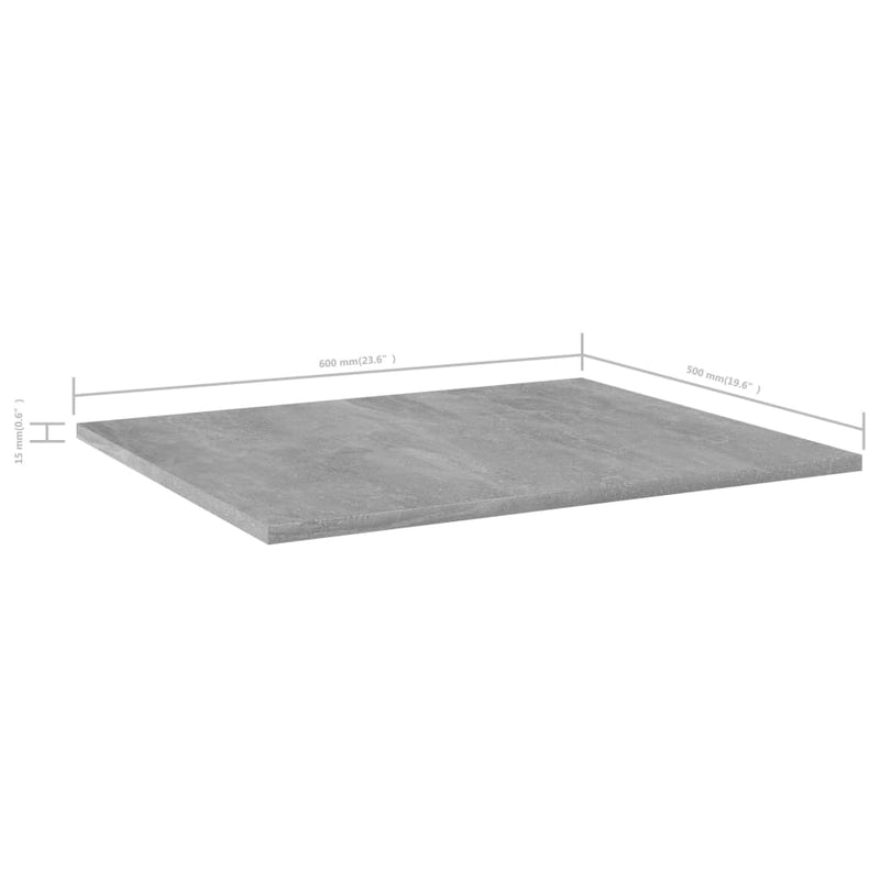 Bookshelf Boards 8 pcs Concrete Gray 23.6"x19.7"x0.6" Chipboard