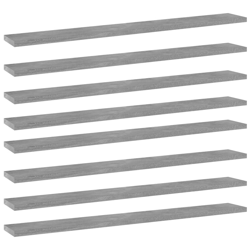 Bookshelf Boards 8 pcs Concrete Gray 31.5"x3.9"x0.6" Chipboard