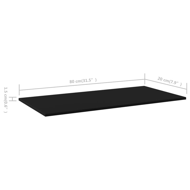 Bookshelf Boards 8 pcs Black 31.5"x7.9"x0.6" Chipboard