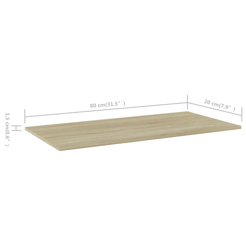 Bookshelf Boards 8 pcs Sonoma Oak 31.5"x7.9"x0.6" Chipboard