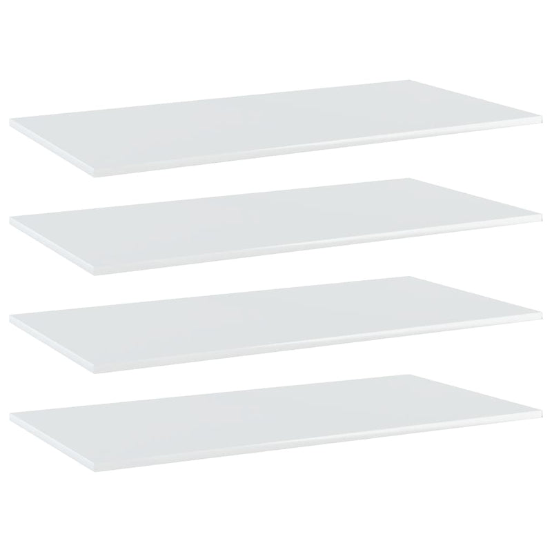 Bookshelf Boards 4 pcs High Gloss White 31.5"x7.9"x0.6" Chipboard