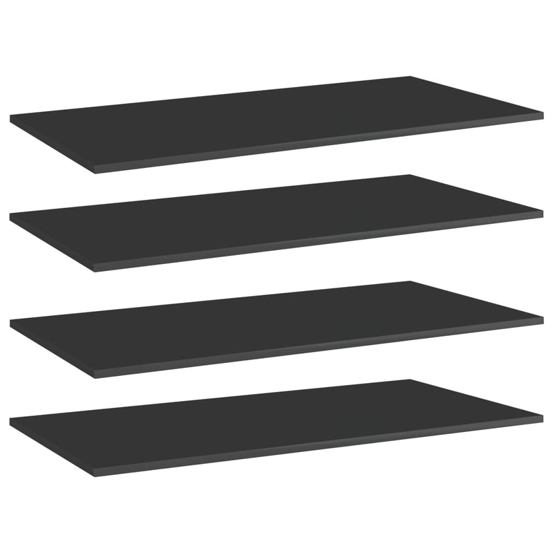 Bookshelf Boards 4 pcs High Gloss Black 31.5"x7.9"x0.6" Chipboard