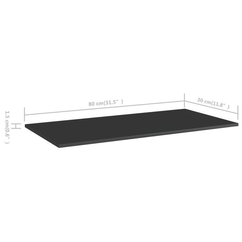 Bookshelf Boards 8 pcs High Gloss Black 31.5"x11.8"x0.6" Chipboard